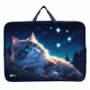ПАПКА ПОРТФЕЛЬ НА МОЛНИИ С РУЧКАМИ А3 "КОТ И НОЧЬ" ТЕКСТИЛЬ 47,5*34,5*8CМ
