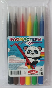 ФЛОМАСТЕPЫ  "ПАНДА" 6ЦВ