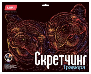НАБОР Д ТВОРЧЕСТВА "LORI" СКРЕТЧИНГ  НЕОНОВЫЕ ЖИВОТНЫЕ 30-*40СМ
