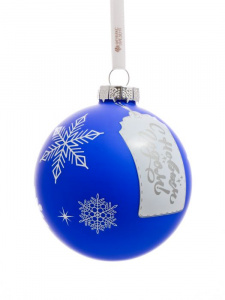 ИГРУШКА СТЕКЛЯННАЯ ШАР "ПОЖЕЛАНИЕ В СИНЕМ" 80ММ В УПАКОВКЕ