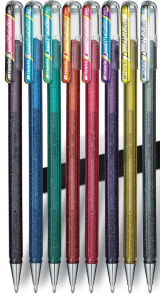 РУЧКА ГЕЛЕВАЯ PENTEL HYBRID DUAL METALLIC 1.0ММ ЖЁЛТАЯ+ЗЕЛЁНАЯ МЕТАЛЛИК
