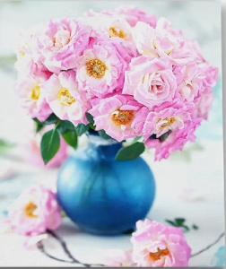 АЛМАЗНАЯ МОЗАИКА 30*40 СМ "РОЗЫ В ВАЗЕ 30 ЦВ"