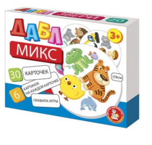 ИГРА НАСТОЛЬНАЯ "ДАБЛ МИКС ЗВЕРИ" 30 КАРТОЧЕК