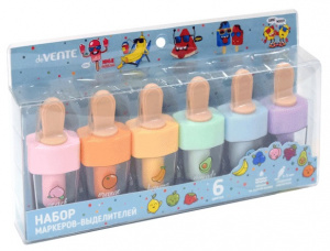НАБОР МАРКЕРОВ ТЕКСТОВЫДЕЛИТЕЛЕЙ "KAWAII ICE CREAM" 6 ЦВЕТОВ