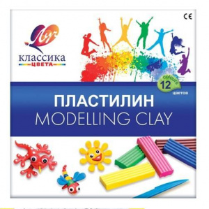 ПЛАСТИЛИН 12ЦВ 240Г ЛУЧ СО СТЕКОМ