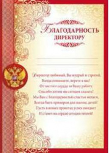 БЛАГОДАРНОСТЬ ШКОЛА А4 ДИРЕКТОРУ. РОССИЙСКАЯ СИМВОЛИКА