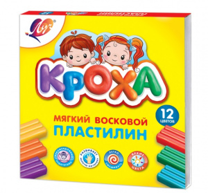 ПЛАСТИЛИН ВОСКОВОЙ 12ЦВ 198Г "КРОХА"