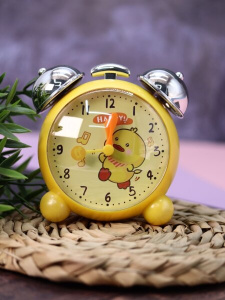 ЧАСЫ БУДИЛЬНИК АЛЕФ CHIMING SILVER DUCK YELLOW 11,5*11,5*7.7СМ