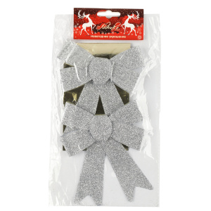 ИГРУШКА УКРАШЕНИЕ "БАНТЫ" СЕРЕБРО 12*15СМ