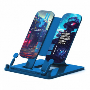 ПОДСТАВКА ДЛЯ КНИГ ПЛАСТИКОВАЯ "КИБЕРИГРА" СИНЯЯ 23,5*19СМ