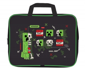 ПАПКА ПОРТФЕЛЬ НА МОЛНИИ С РУЧКАМИ А4 "ПИКСЕЛЬ БУМ"  35*26.5*4СМ